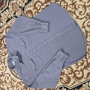 Dakota Gray Western Snap Shirt Work Utility Shirt Cowboy 90s Y2K